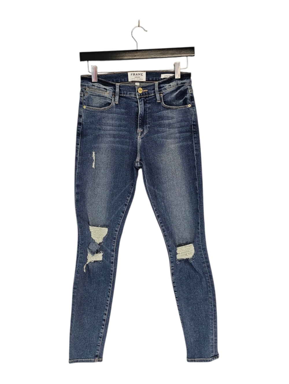 Frame Denim Le High Skinny Distressed Skinny Blue Jeans 26 Preowned‎